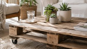 mesa de centri con tarimas de madera