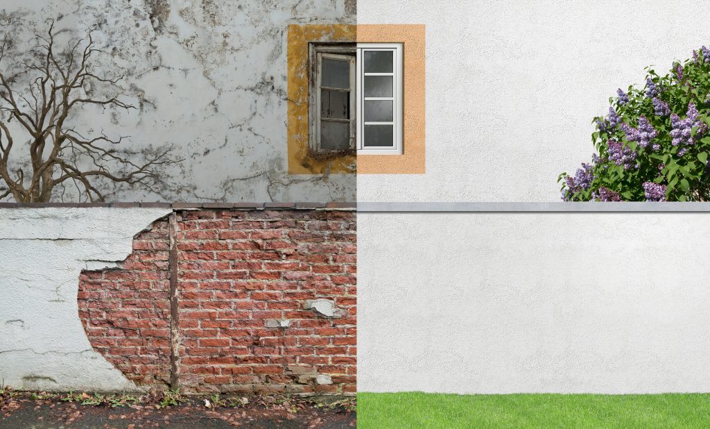 Comparación de muro renovado