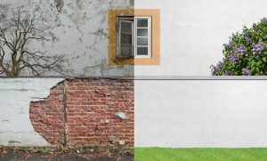 Comparación de muro renovado
