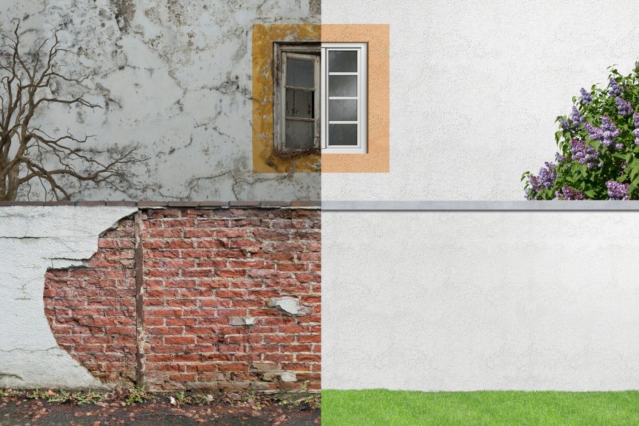Comparación de muro renovado